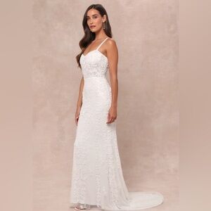 Lulu's White Lace Wedding Gown